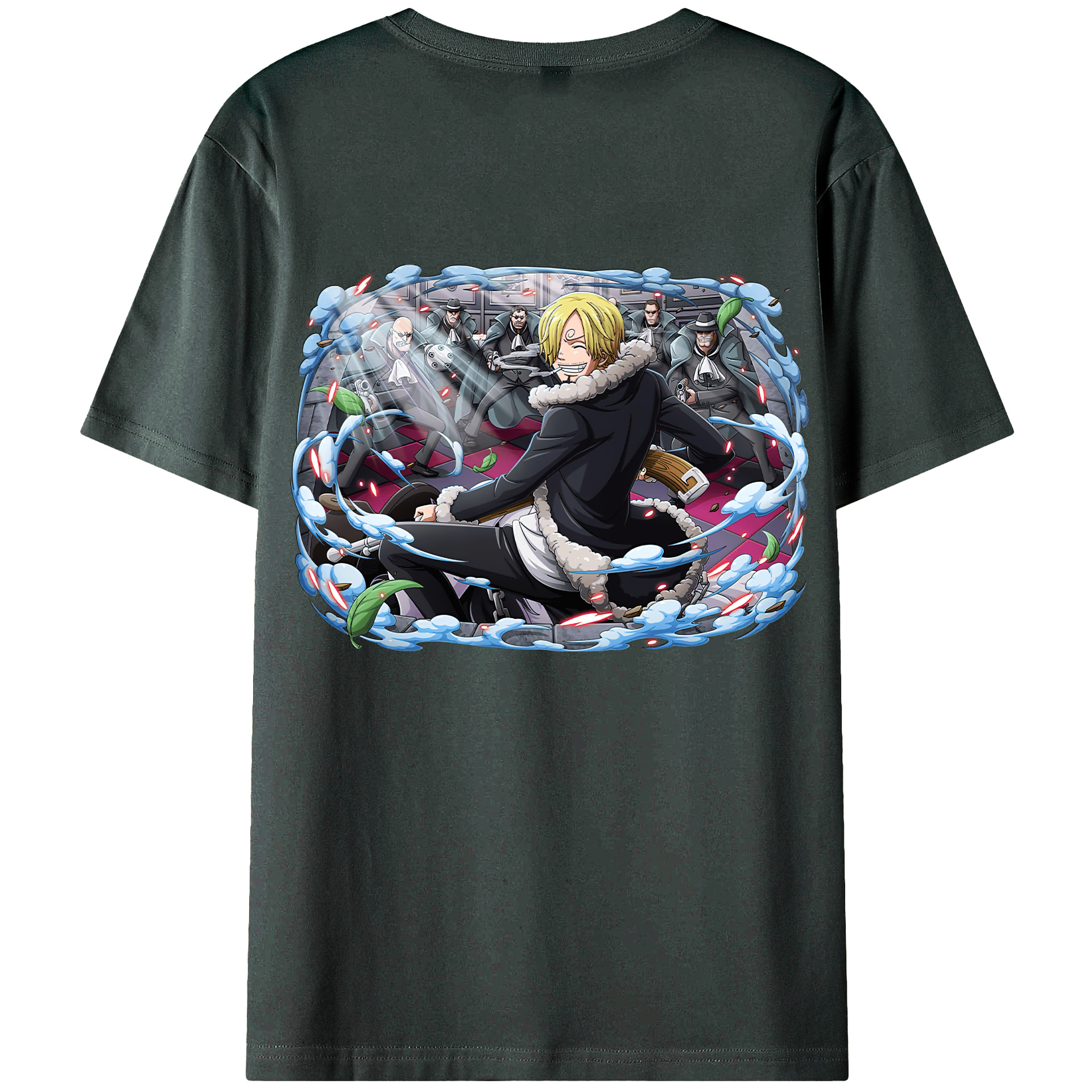（画像用） ワンピース サンジ ONE PIECE Sanji 綿100％ メンズ半袖Tシャツ（バックプリント） 通気性